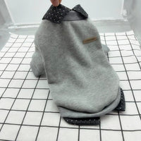 HKM-198291 Detachable Collar Thin Velvet Dog Hoodie - Casual Pet Apparel in Gray, Beige, and Dark Gray