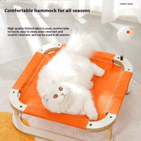 HKM-198355 Wooden Camp Bed for Cats and Dogs - Washable Minimalist Pet Hammock, Size M (46x46cm)