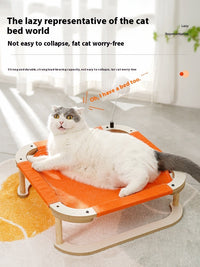 HKM-198355 Wooden Camp Bed for Cats and Dogs - Washable Minimalist Pet Hammock, Size M (46x46cm)