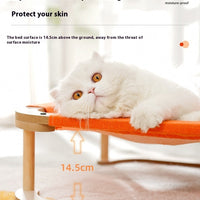 HKM-198355 Wooden Camp Bed for Cats and Dogs - Washable Minimalist Pet Hammock, Size M (46x46cm)