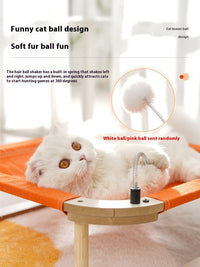 HKM-198355 Wooden Camp Bed for Cats and Dogs - Washable Minimalist Pet Hammock, Size M (46x46cm)