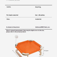 HKM-198355 Wooden Camp Bed for Cats and Dogs - Washable Minimalist Pet Hammock, Size M (46x46cm)