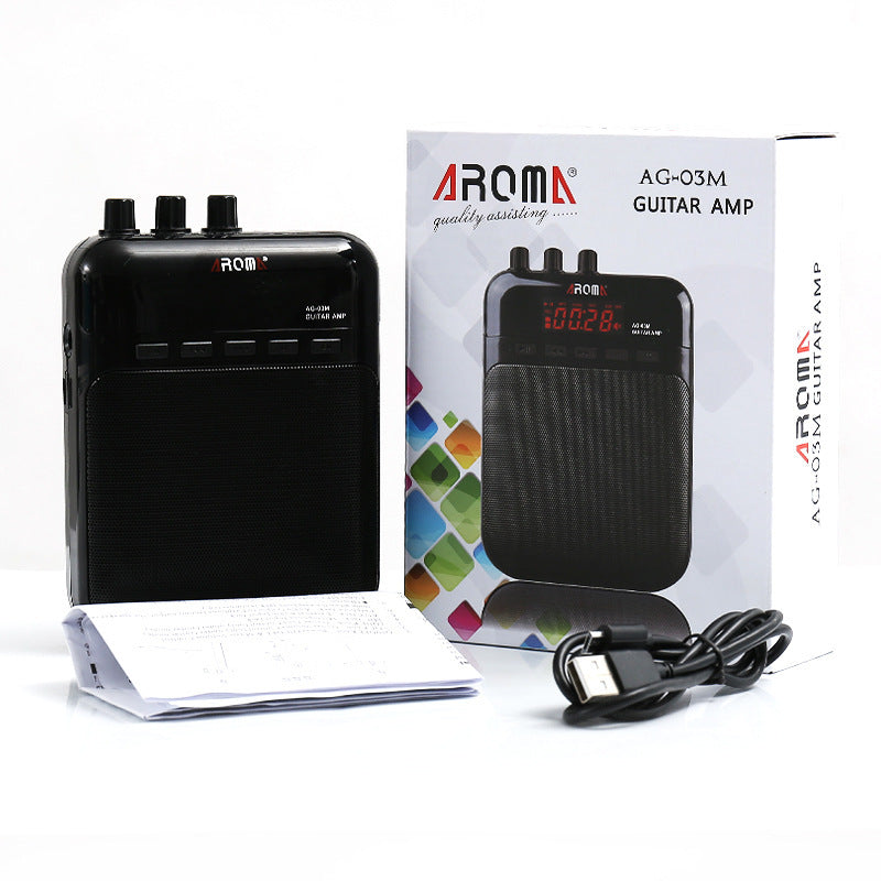 HKM-198419 Rechargeable 5W Mini Speaker with Guitar Volume Control, Microphone Input, and Music Playback Support