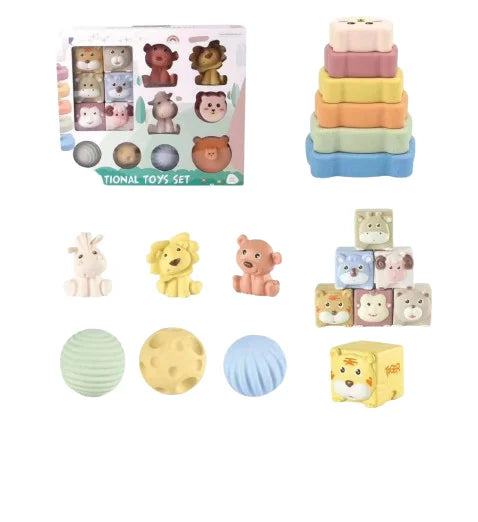 HKM-198547 Baby Silicone Stacking and Nesting Block Toy Set for Developmental Play