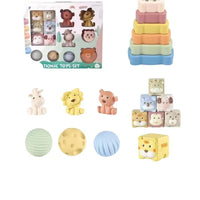 HKM-198547 Baby Silicone Stacking and Nesting Block Toy Set for Developmental Play