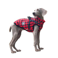 HKM-198547 Reflective Cotton-padded Coat for Pets - Christmas Snowflake, Plaid & Silver Gray, Sizes 3XL-5XL