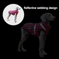 HKM-198547 Reflective Cotton-padded Coat for Pets - Christmas Snowflake, Plaid & Silver Gray, Sizes 3XL-5XL