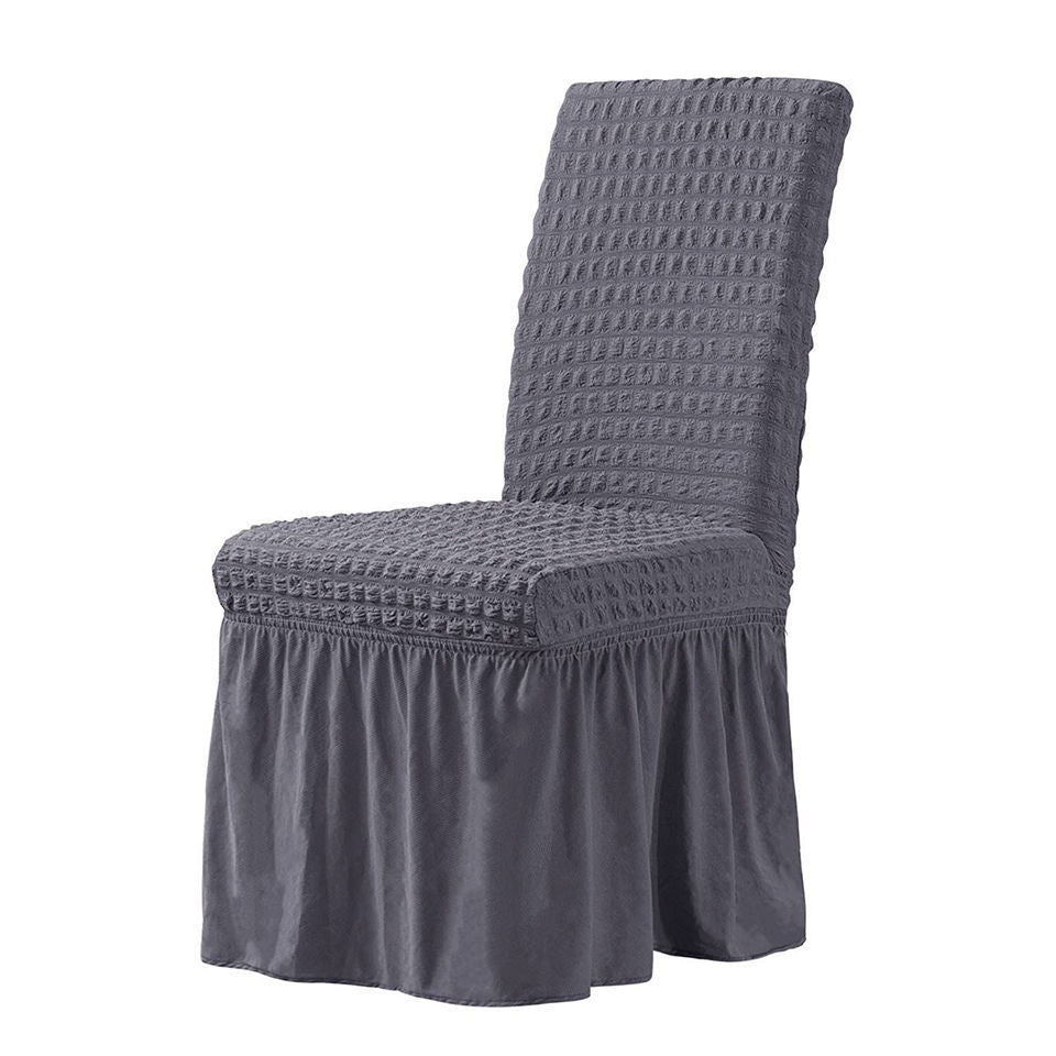 HKM-198611 Elastic Seersucker Stool Cover in Solid Color - Modern Rectangular Design