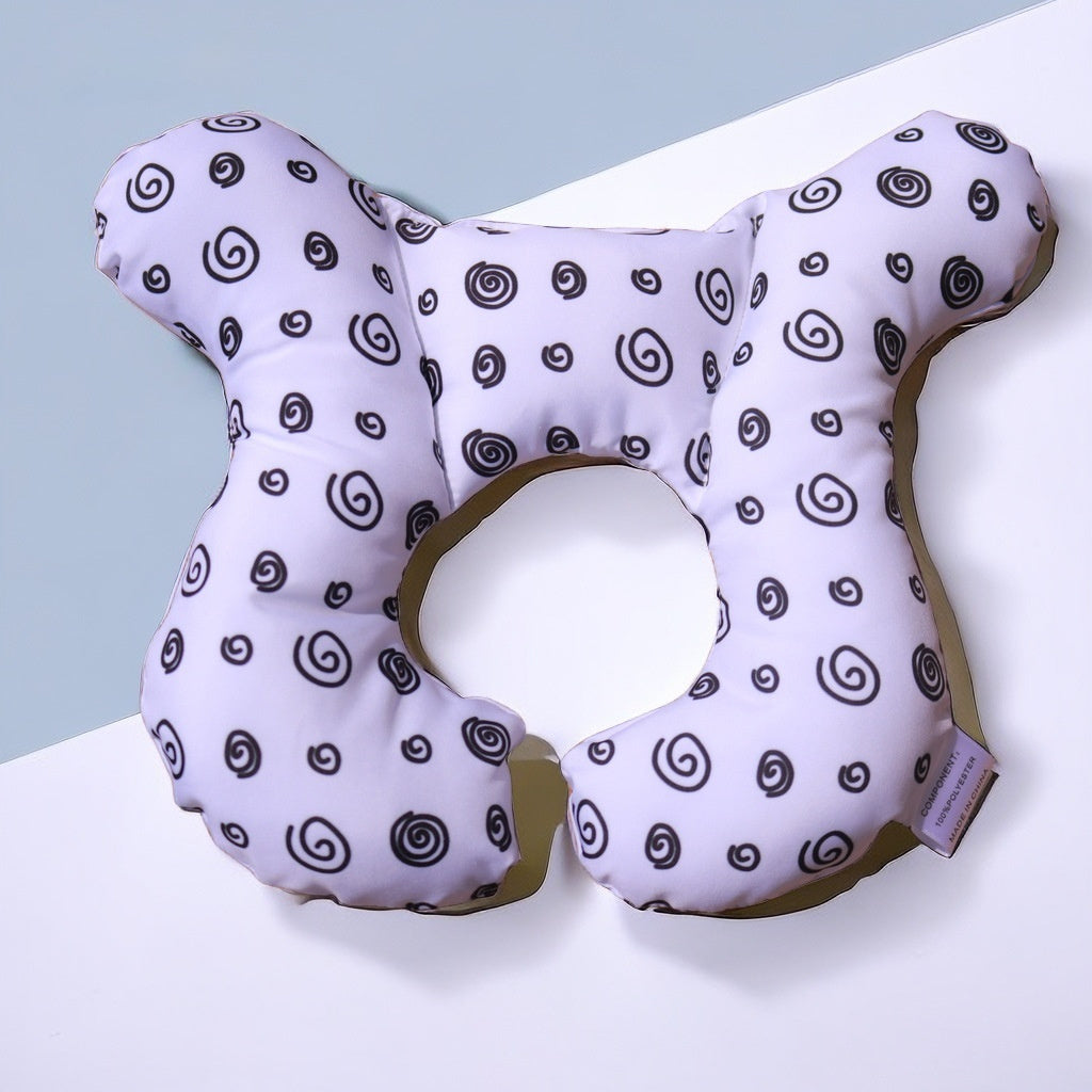 HKM-198675 Children's Car Seat Head Protection Pillow - Soft Polyester Fiber, Modern Design, 26x26cm, Available in Various Fun Colors