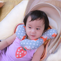 HKM-198675 Children's Car Seat Head Protection Pillow - Soft Polyester Fiber, Modern Design, 26x26cm, Available in Various Fun Colors
