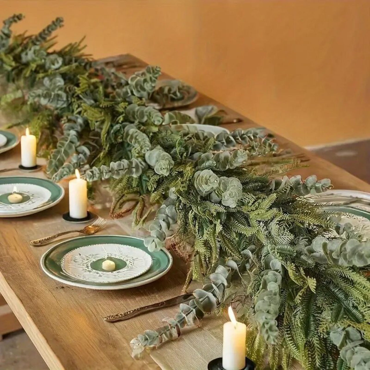HKM-198675 Eucalyptus Leaves Rattan Flower Arrangement for Christmas and Home Decoration - 1.8m Height