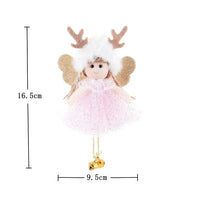 HKM-198995 Christmas Angel Pendant with Sequined Antlers and Bell - Decorative Yarn Ornament