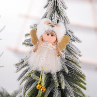 HKM-198995 Christmas Angel Pendant with Sequined Antlers and Bell - Decorative Yarn Ornament
