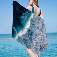 HKM-199123 Ultra-Fine Fiber Flat Woven Square Beach Towel - 150x75cm, Lightweight and Quick-Drying