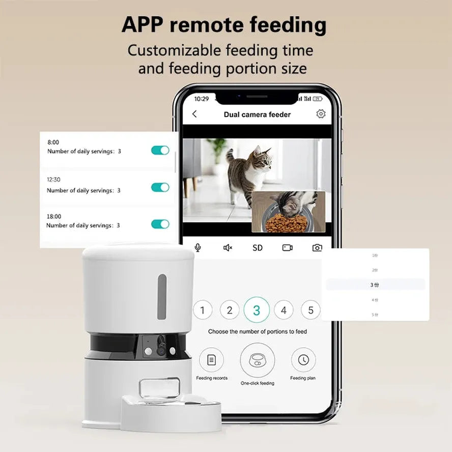 KTX-199315 Automatic 4L Cat Feeder with Voice Recording and Timed Dispensing