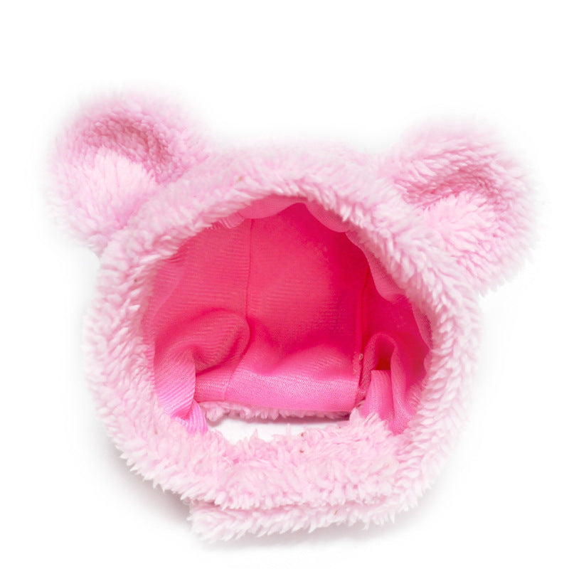 HKM-199379 Cat Bear Cartoon Dress-Up Hat in White, Pink, and Brown - Sizes S, M, L
