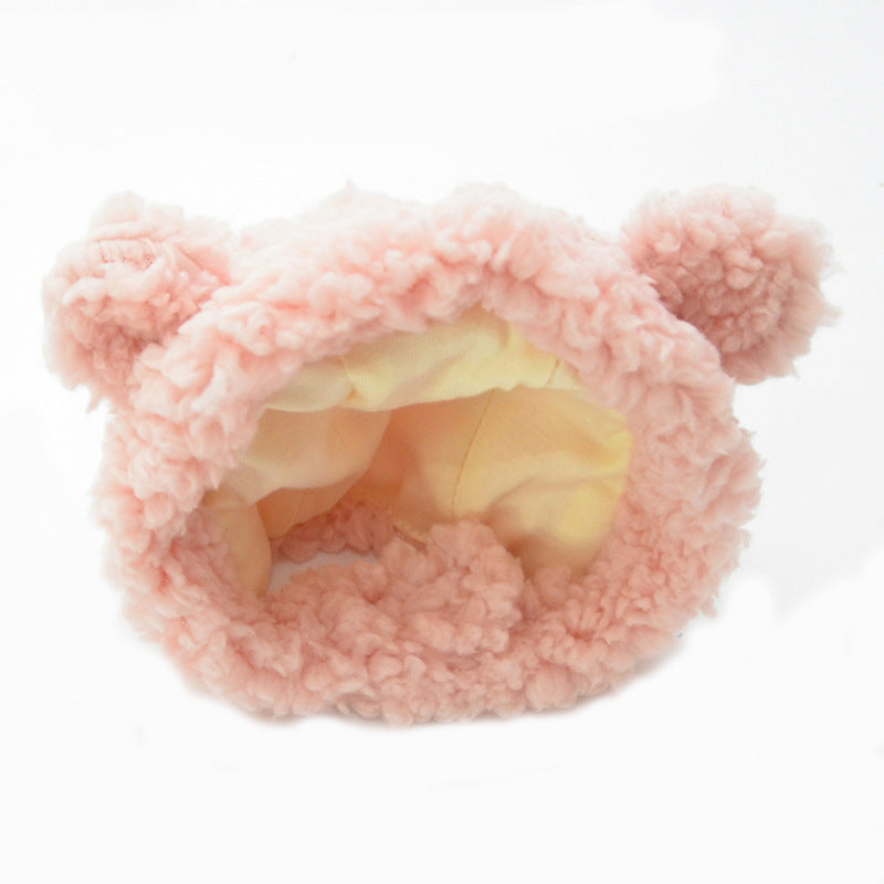 HKM-199379 Cat Bear Cartoon Dress-Up Hat in White, Pink, and Brown - Sizes S, M, L