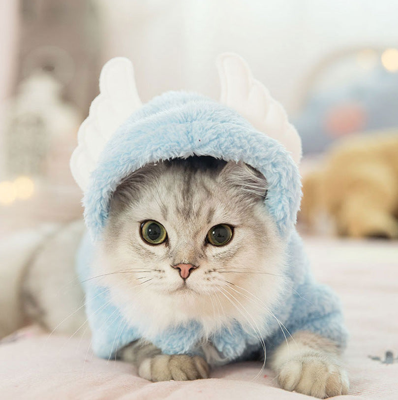 HKM-199507 Cute Cotton Cat Clothes for Kittens - Funny Styles in Pink Rabbit, Brown Bear, Tsundere Mini, and Angel Wings