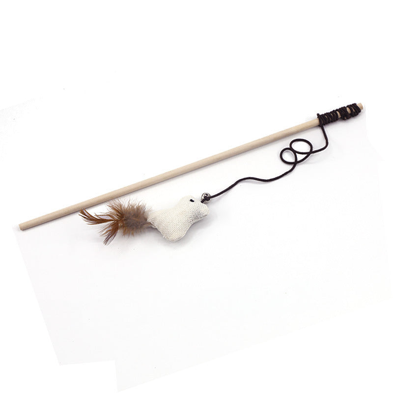 HKM-199507 Funny Bite-Resistant Cat Stick Toy with Variety of Colorful Attachments