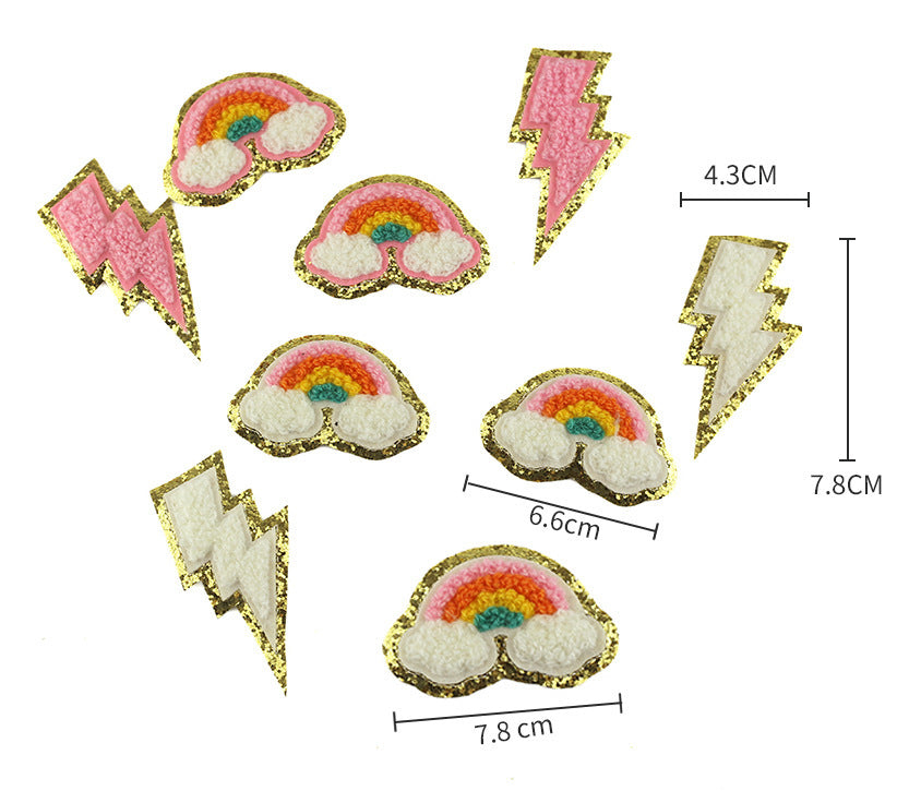 HKM-199635 Lightning Embroidered Cloth Stickers for DIY Projects - Versatile Polyester Options