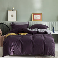 HKM-199699 Brushed Long-Staple Cotton Fleece Bedding Set – 4-Piece Solid Color Collection