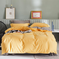 HKM-199699 Brushed Long-Staple Cotton Fleece Bedding Set – 4-Piece Solid Color Collection