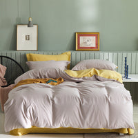 HKM-199699 Brushed Long-Staple Cotton Fleece Bedding Set – 4-Piece Solid Color Collection