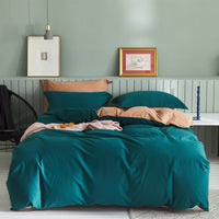 HKM-199699 Brushed Long-Staple Cotton Fleece Bedding Set – 4-Piece Solid Color Collection
