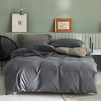 HKM-199699 Brushed Long-Staple Cotton Fleece Bedding Set – 4-Piece Solid Color Collection