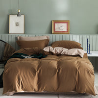 HKM-199699 Brushed Long-Staple Cotton Fleece Bedding Set – 4-Piece Solid Color Collection