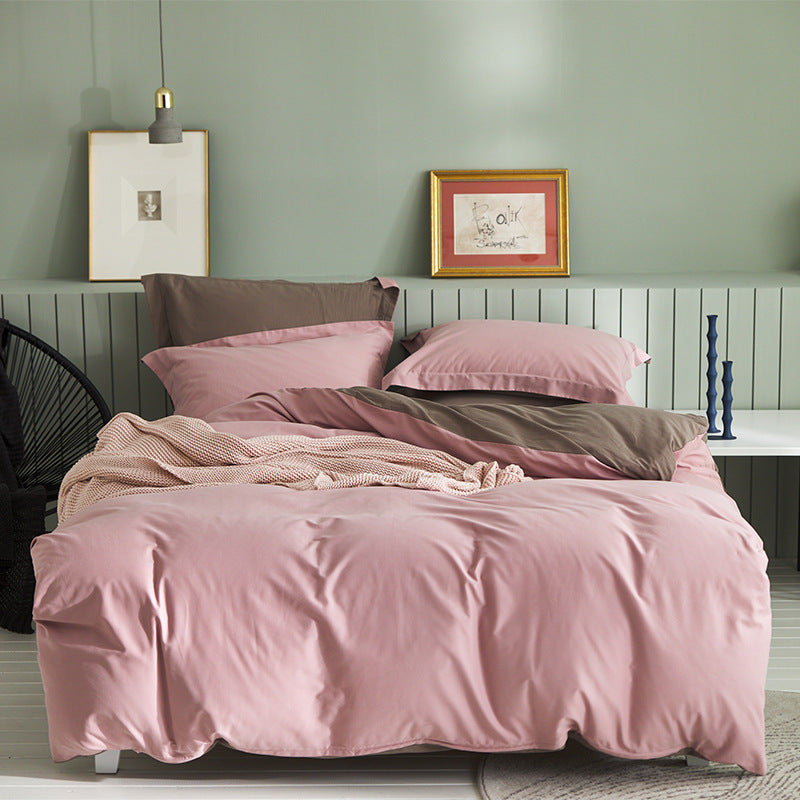 HKM-199699 Brushed Long-Staple Cotton Fleece Bedding Set – 4-Piece Solid Color Collection