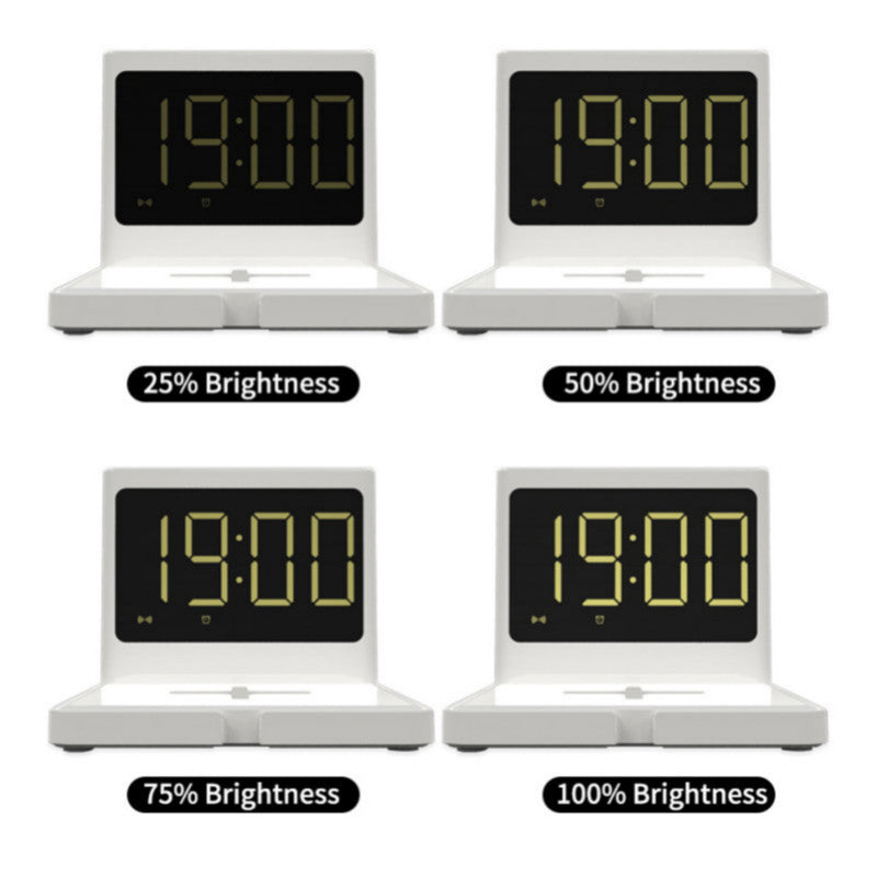 HKM-199763 Fast Wireless Charger with Clock Display – USB and Type-C Charging, Black/White