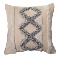 HKM-200083 Vintage Tufted Cotton and Linen Pillowcase, 45x45cm, PP Cotton Filling