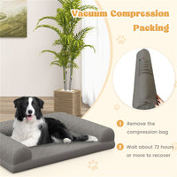 HKM-200147 Orthopedic Dog Bed with Egg-Crate Foam, Non-Slip Base and Removable Cover for Medium and Small Dogs, Grey