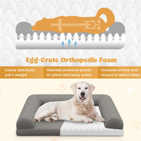 HKM-200147 Orthopedic Dog Bed with Egg-Crate Foam, Non-Slip Base and Removable Cover for Medium and Small Dogs, Grey