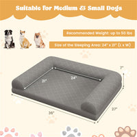 HKM-200147 Orthopedic Dog Bed with Egg-Crate Foam, Non-Slip Base and Removable Cover for Medium and Small Dogs, Grey