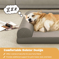 HKM-200147 Orthopedic Dog Bed with Egg-Crate Foam, Non-Slip Base and Removable Cover for Medium and Small Dogs, Grey
