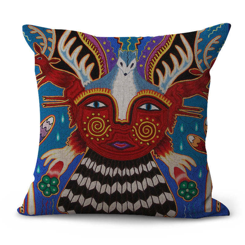 HKM-200403 Pastoral Plaid Geometric Cushion Cover - European Classical Design, 45x45cm