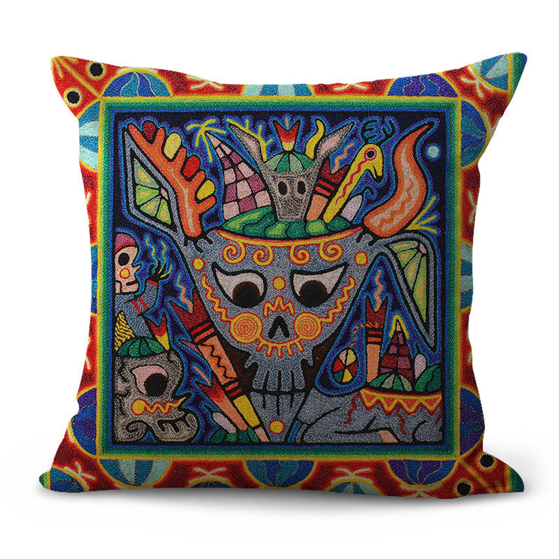 HKM-200403 Pastoral Plaid Geometric Cushion Cover - European Classical Design, 45x45cm