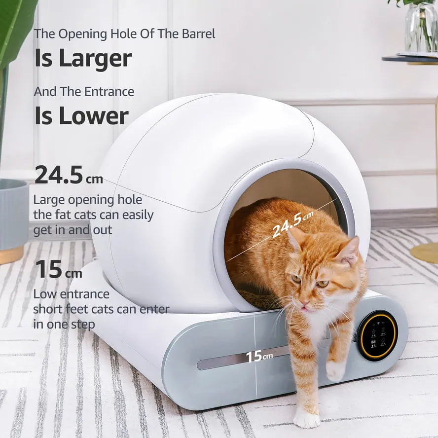 KTX-200467 Smart Automatic Cat Toilet with APP Control - Large 65L Capacity, Self-Cleaning, Compatible with Tofu Bentonite Clay