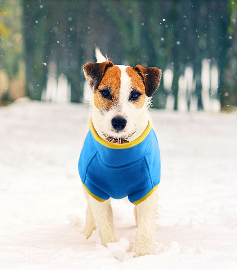HKM-200467 Thick Fleece Pet Sweater with Zipper Stand Collar for Cold Weather