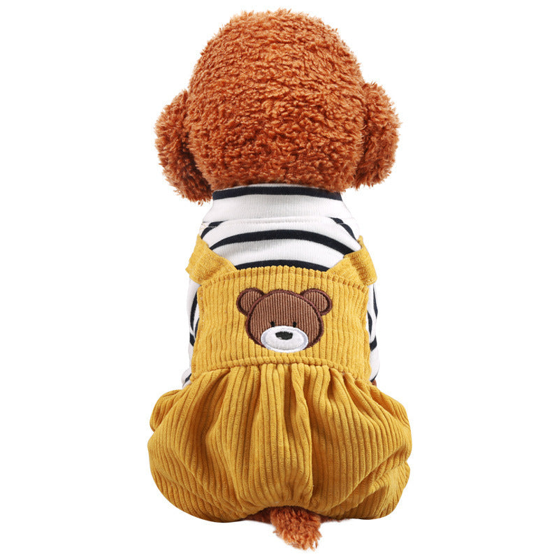 HKM-200531 Cozy Teddy Fleece-Lined Dog Overalls in Bread Bear Style for Small to Extra Large Dogs