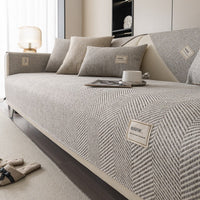 HKM-200659 Universal Non-Slip Sofa Cover in Solid Colors – Polyester Dust Cover for All Seasons