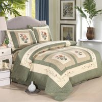 HKM-200851 Cotton Summer Cooling Duvet with Geometric Pattern and Washable Design, Includes Bed Sheet and Pillowcases