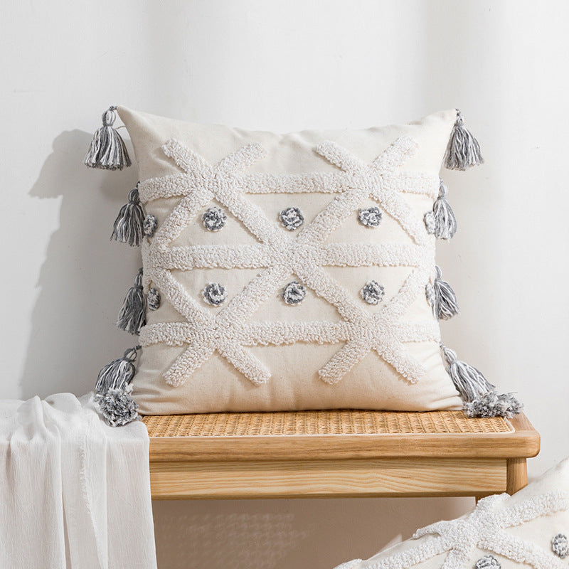 HKM-200979 Bohemian Geometric Tufted Velvet Pillowcase - 45x45cm & 30x50cm Options
