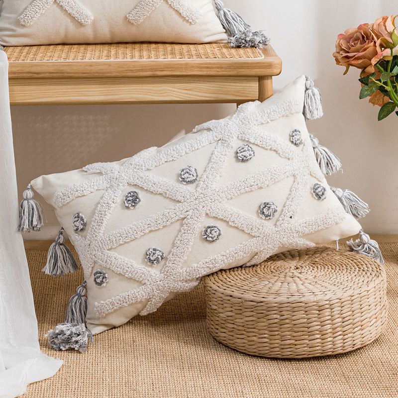 HKM-200979 Bohemian Geometric Tufted Velvet Pillowcase - 45x45cm & 30x50cm Options