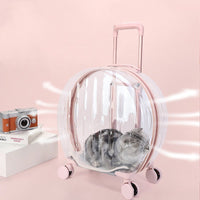 HKM-201043 Portable Transparent Cat Trolley Bag for Travel - Reinforced PC/Aluminum Alloy, 50x45x25CM, Hard Case
