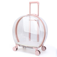 HKM-201043 Portable Transparent Cat Trolley Bag for Travel - Reinforced PC/Aluminum Alloy, 50x45x25CM, Hard Case