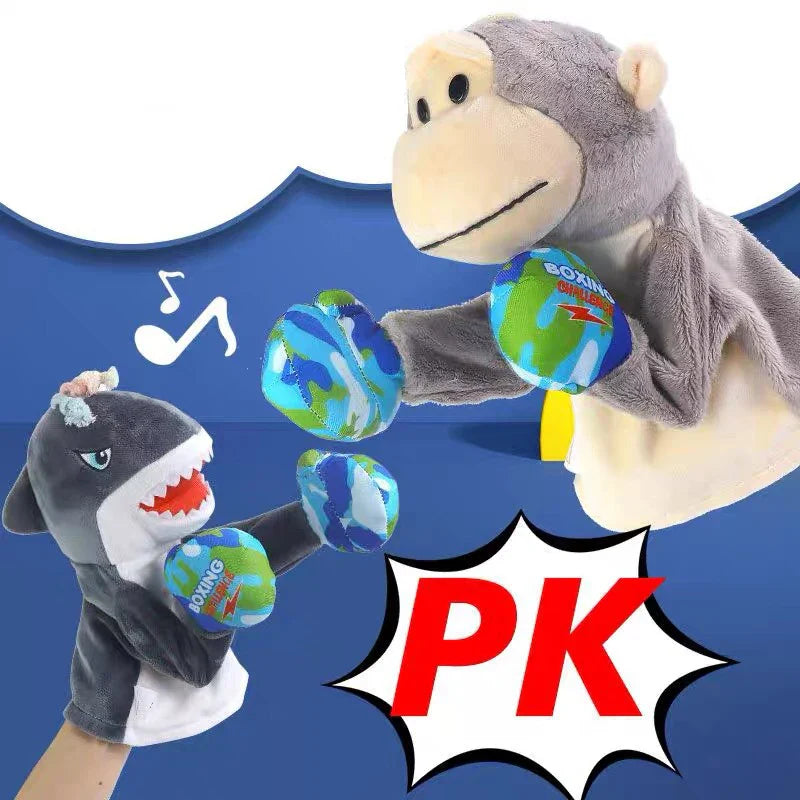 KTX-201107 Interactive Electric Plush Boxing Animal Puppet - Shark & Monkey - Fun for Kids and Family Play