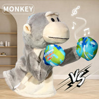 HKM-201107 Interactive Electric Plush Boxing Animal Puppet - Shark & Monkey - Fun for Kids and Family Play